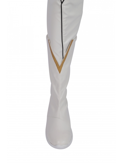 The Flash Season 5 Godspeed August Heart White Battle Suit Halloween Cosplay Costume Full Set