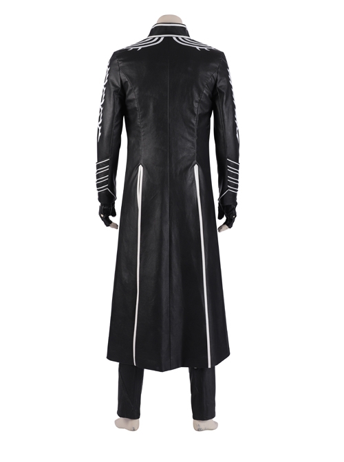 Devil May Cry 5 Vergil Black Windbreaker Suit Halloween Cosplay Costume Set Without Shoes