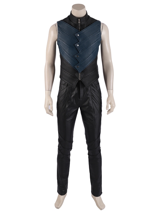 Devil May Cry 5 Vergil Black Windbreaker Suit Halloween Cosplay Costume Set Without Shoes