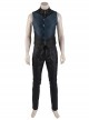 Devil May Cry 5 Vergil Black Windbreaker Suit Halloween Cosplay Costume Set Without Shoes