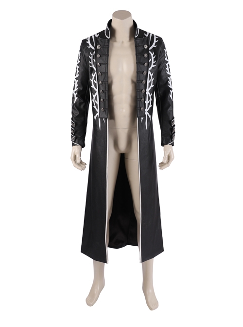 Devil May Cry 5 Vergil Black Windbreaker Suit Halloween Cosplay Costume Set Without Shoes