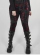 Front Splice Imitation Leather Lace-Up Classic Red Plaid Punk Plus Size Printing Legging