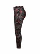 Front Splice Imitation Leather Lace-Up Classic Red Plaid Punk Plus Size Printing Legging
