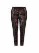 Front Splice Imitation Leather Lace-Up Classic Red Plaid Punk Plus Size Printing Legging