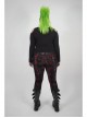 Front Splice Imitation Leather Lace-Up Classic Red Plaid Punk Plus Size Printing Legging