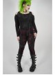 Front Splice Imitation Leather Lace-Up Classic Red Plaid Punk Plus Size Printing Legging