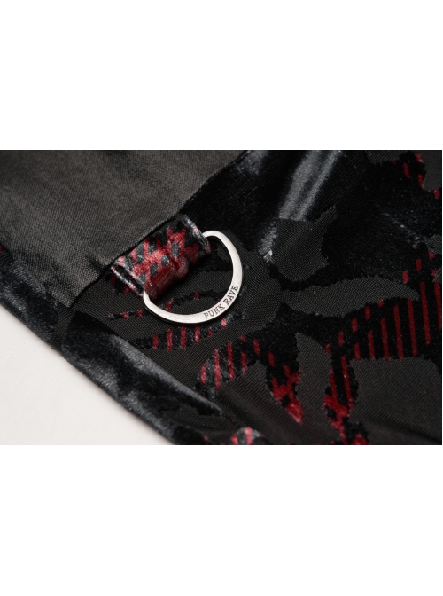 Front Splice Imitation Leather Lace-Up Classic Red Plaid Punk Plus Size Printing Legging