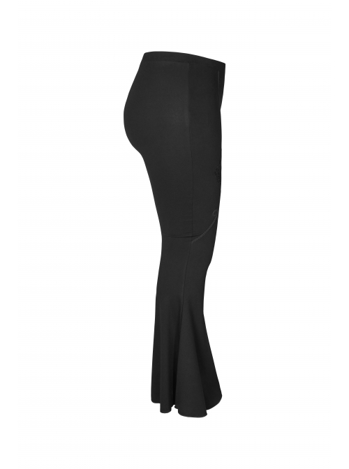 Black Gothic Plus Size Front Decals Knit Flare Pants