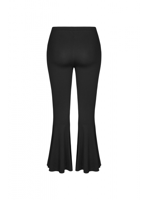 Black Gothic Plus Size Front Decals Knit Flare Pants