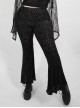 Golden Velvet Print Black Gothic Plus Size Front Decals Knit Flare Pants