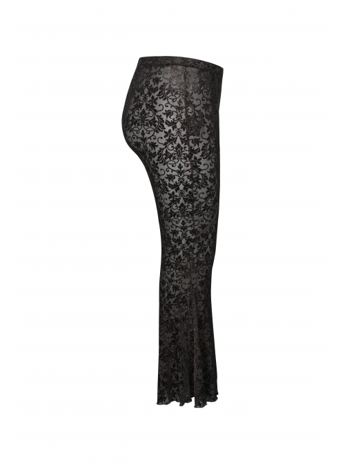 Golden Velvet Print Black Gothic Plus Size Front Decals Knit Flare Pants