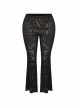 Golden Velvet Print Black Gothic Plus Size Front Decals Knit Flare Pants