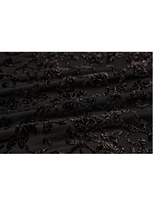 Golden Velvet Print Black Gothic Plus Size Front Decals Knit Flare Pants
