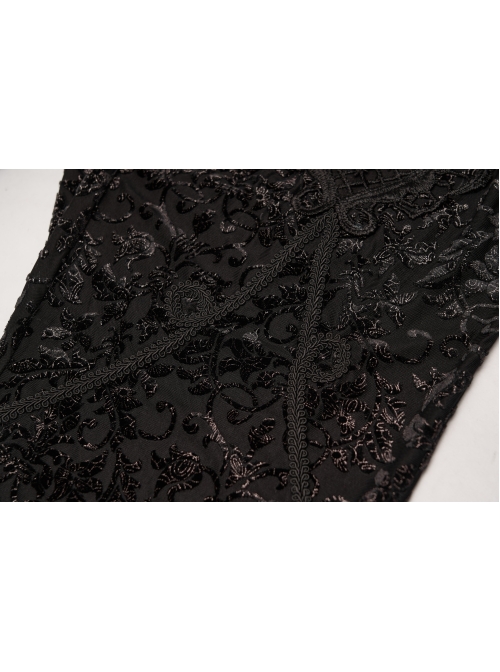 Golden Velvet Print Black Gothic Plus Size Front Decals Knit Flare Pants