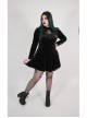 Front Chest Hollow-Out Decals Back Lace-Up Long Sleeve Black Gothic Plus Size Mercerized Velvet Dress