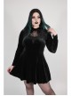 Front Chest Hollow-Out Decals Back Lace-Up Long Sleeve Black Gothic Plus Size Mercerized Velvet Dress