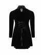 Front Chest Hollow-Out Decals Back Lace-Up Long Sleeve Black Gothic Plus Size Mercerized Velvet Dress