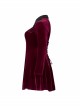 Front Chest Hollow-Out Decals Back Lace-Up Long Sleeve Wine Red Gothic Plus Size Mercerized Velvet Dress