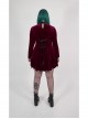 Front Chest Hollow-Out Decals Back Lace-Up Long Sleeve Wine Red Gothic Plus Size Mercerized Velvet Dress