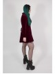 Front Chest Hollow-Out Decals Back Lace-Up Long Sleeve Wine Red Gothic Plus Size Mercerized Velvet Dress