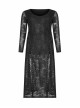 Side Lace-Up Long Sleeve Split Hem Black Punk Plus Size Snake Printing Broken Holes Knit Dress