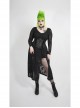 Side Lace-Up Long Sleeve Split Hem Black Punk Plus Size Snake Printing Broken Holes Knit Dress