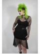Side Leather Clasp Splice Rough Mesh Irregular Hem Black Punk Plus Size Fishtail Knit Skirt