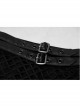 Side Leather Clasp Splice Rough Mesh Irregular Hem Black Punk Plus Size Fishtail Knit Skirt