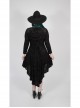 V-Neck Front Chest Decals Splice Chiffon Long Sleeve Back Waist Lace-Up Black Gothic Plus Size Velvet Dress