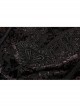 V-Neck Front Chest Decals Splice Chiffon Long Sleeve Back Waist Lace-Up Black Gothic Plus Size Velvet Dress