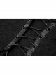 Leather Clasp Collar V-Neck Hollow-Out Back Waist Lace-Up Long Sleeve Black Punk Plus Size Broken Holes Knit Dress