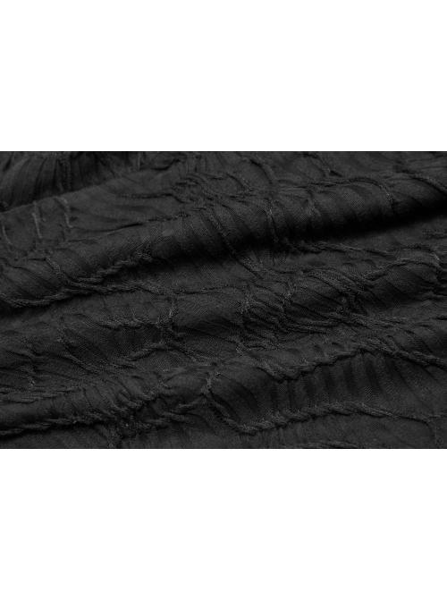 Leather Clasp Collar V-Neck Hollow-Out Back Waist Lace-Up Long Sleeve Black Punk Plus Size Broken Holes Knit Dress