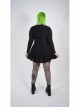Leather Clasp Collar V-Neck Hollow-Out Back Waist Lace-Up Long Sleeve Black Punk Plus Size Broken Holes Knit Dress
