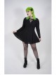 Leather Clasp Collar V-Neck Hollow-Out Back Waist Lace-Up Long Sleeve Black Punk Plus Size Broken Holes Knit Dress
