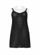 Metal Eyelets Strap Irregular Knit Black Punk Plus Size Sling Dress