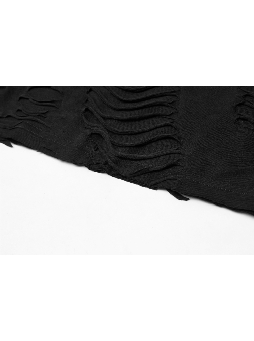 Metal Eyelets Strap Irregular Knit Black Punk Plus Size Sling Dress