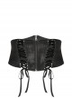 Front Metal Zipper Metal Eyelets Lace-Up Black Punk Plus Size Embossing Belt