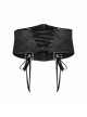 Front Metal Zipper Metal Eyelets Lace-Up Black Punk Plus Size Embossing Belt