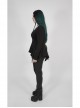 Big Round Collar Front Chest Decals Long Sleeve Back Waist Lace-Up Frill Hem Black Gothic Plus Size T-Shirt