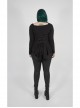 Big Round Collar Front Chest Decals Long Sleeve Back Waist Lace-Up Frill Hem Black Gothic Plus Size T-Shirt