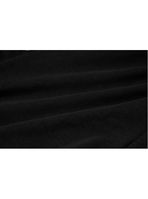 Big Round Collar Front Chest Decals Long Sleeve Back Waist Lace-Up Frill Hem Black Gothic Plus Size T-Shirt