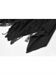V-Neck Front Splice Rose Lace Mesh Back Waist Lace-Up Irregular Hem Black Gothic Plus Size Knit T-Shirt