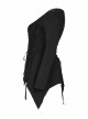 V-Neck Front Splice Rose Lace Mesh Back Waist Lace-Up Irregular Hem Black Gothic Plus Size Knit T-Shirt
