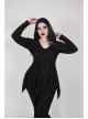 V-Neck Front Splice Rose Lace Mesh Back Waist Lace-Up Irregular Hem Black Gothic Plus Size Knit T-Shirt
