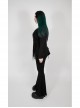 V-Neck Front Splice Rose Lace Mesh Back Waist Lace-Up Irregular Hem Black Gothic Plus Size Knit T-Shirt