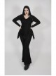 V-Neck Front Splice Rose Lace Mesh Back Waist Lace-Up Irregular Hem Black Gothic Plus Size Knit T-Shirt