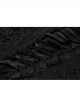 V-Neck Front Splice Rose Lace Mesh Back Waist Lace-Up Irregular Hem Black Gothic Plus Size Knit T-Shirt