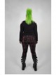 Off-Shoulder Front Chest Metal Eyelets Ribbons Long Sleeve Black Punk Plus Size Broken Holes Knit Short T-Shirt