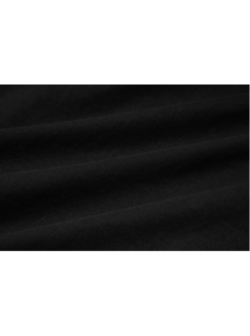 Off-Shoulder Front Chest Metal Eyelets Ribbons Long Sleeve Black Punk Plus Size Broken Holes Knit Short T-Shirt