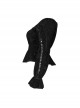 Big Collar Front Chest Metal Eyelets Lace-Up Long Sleeve Flare Cuff Black Punk Plus Size Print T-Shirt